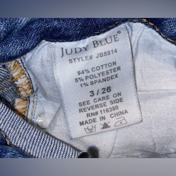 Judy Blue 3/26 Skinny Fit Distressed Raw Hem High Rise Blue Jeans Style JB8814 - Picture 7 of 9